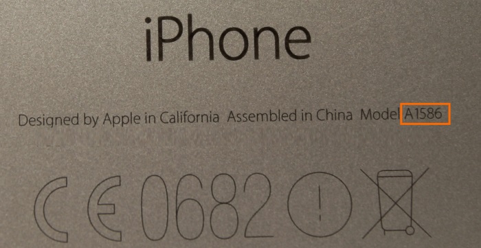 Apple iPhone 6 Gold Model Nummer A1586 Rückseite